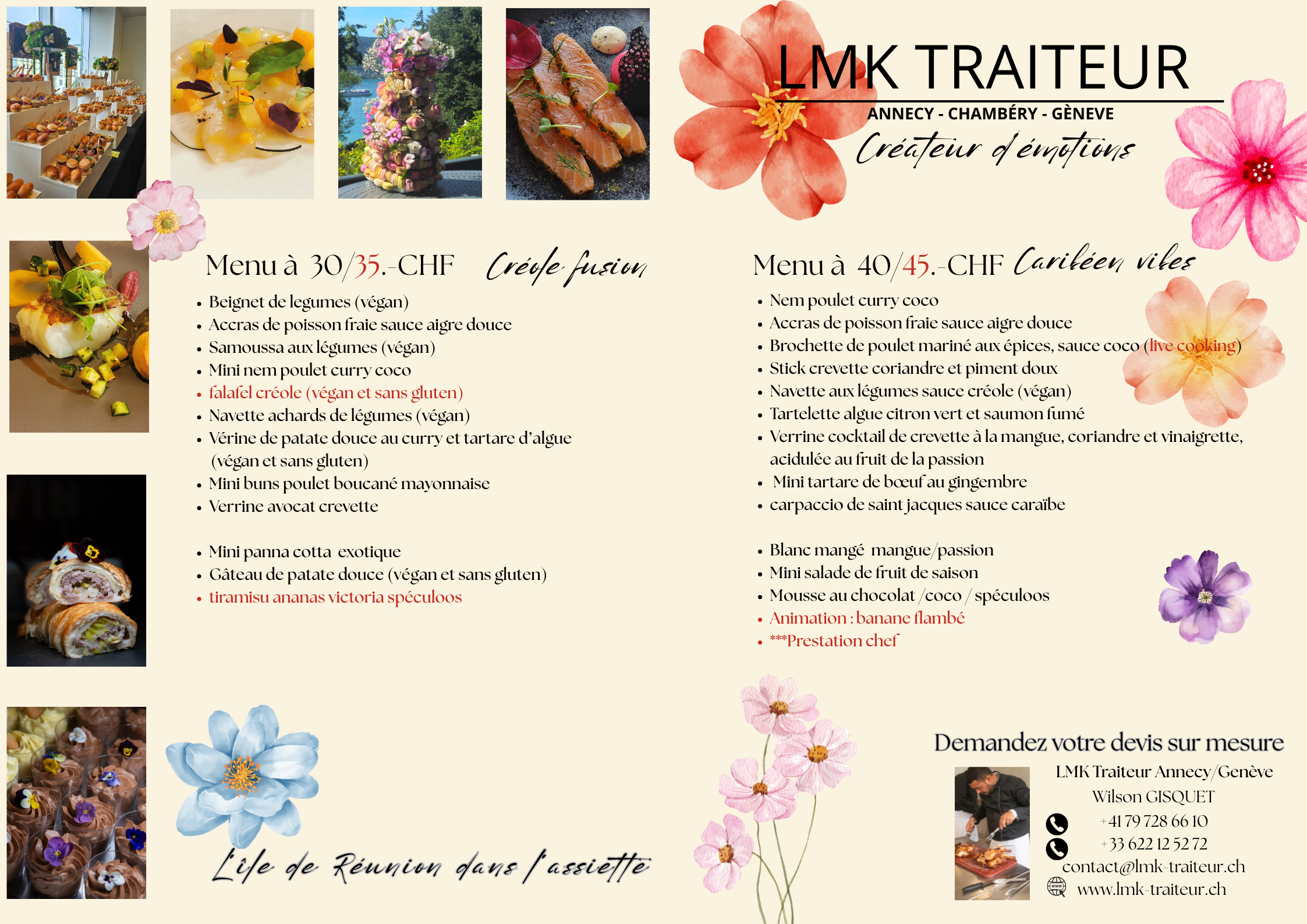 Menu cocktail traiteur créole à Genève – LMK